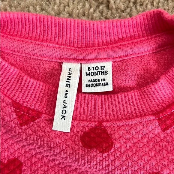 6-12 Month Janie & Jack Heart Quilted Sweatshirt. Gently used. - Picture 3 of 5